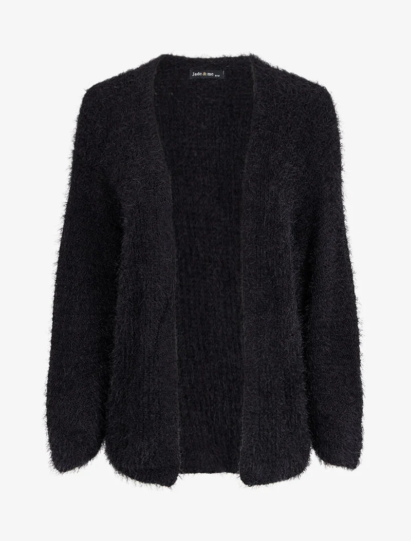 Gilet ouvert pelucheux - Noir