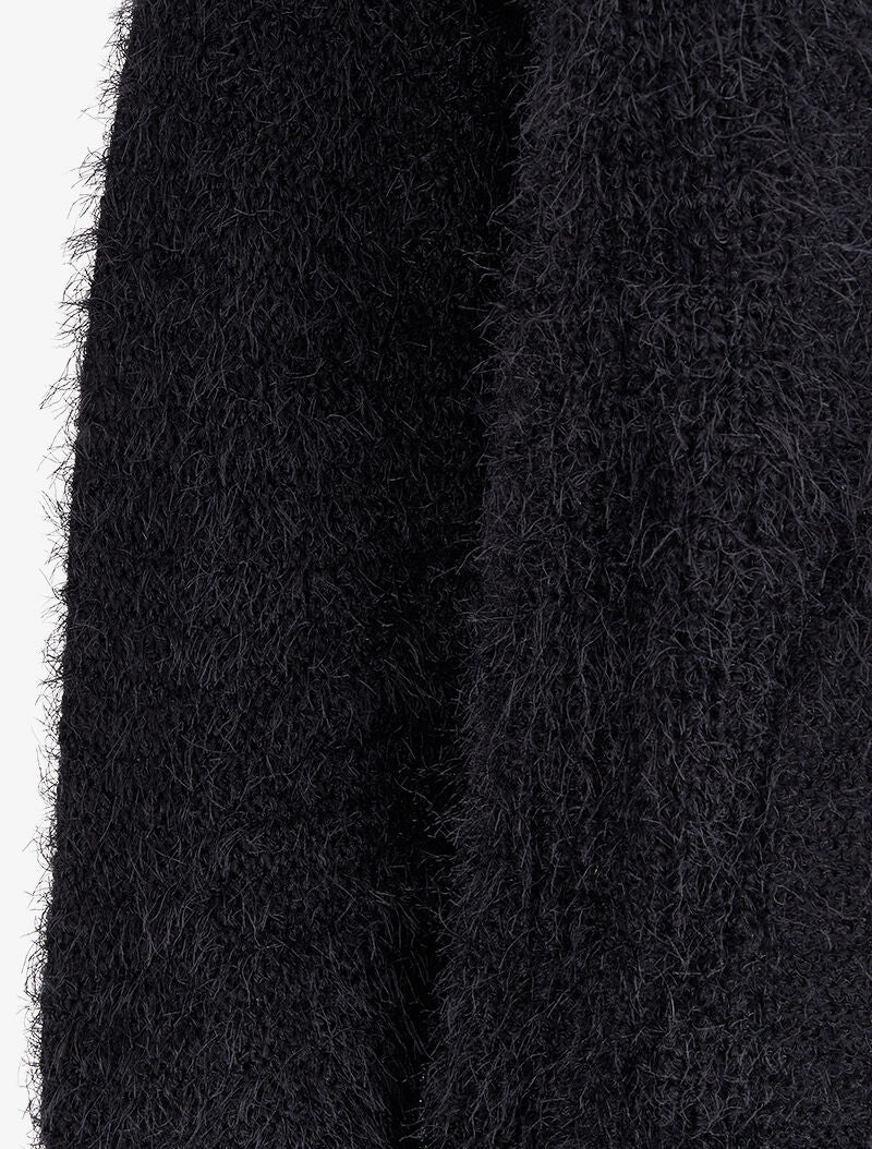 Gilet ouvert pelucheux - Noir - Image 3
