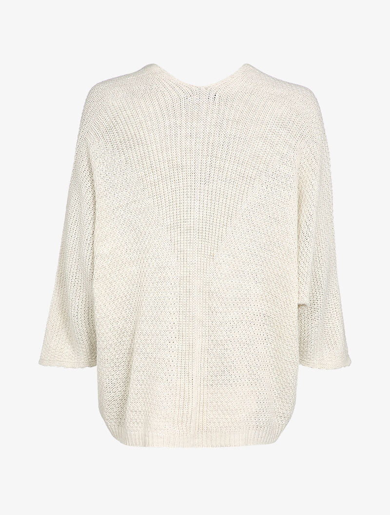 Gilet oversize à manches dolmans et détail en V au dos - Écru - Image 2