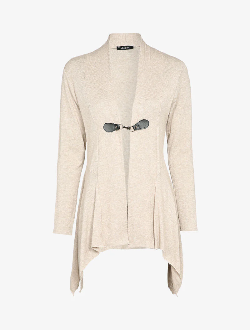 Gilet péplum asymétrique à fermeture crochetée - Beige