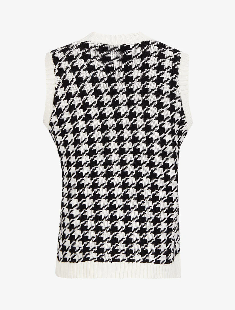 Gilet sans manches imprimé pied-de-coq - Blanc/noir - Image 2