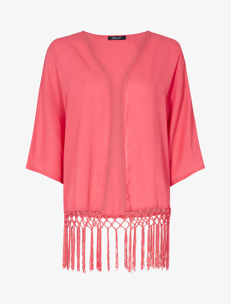 Gilet style kimono court - corail