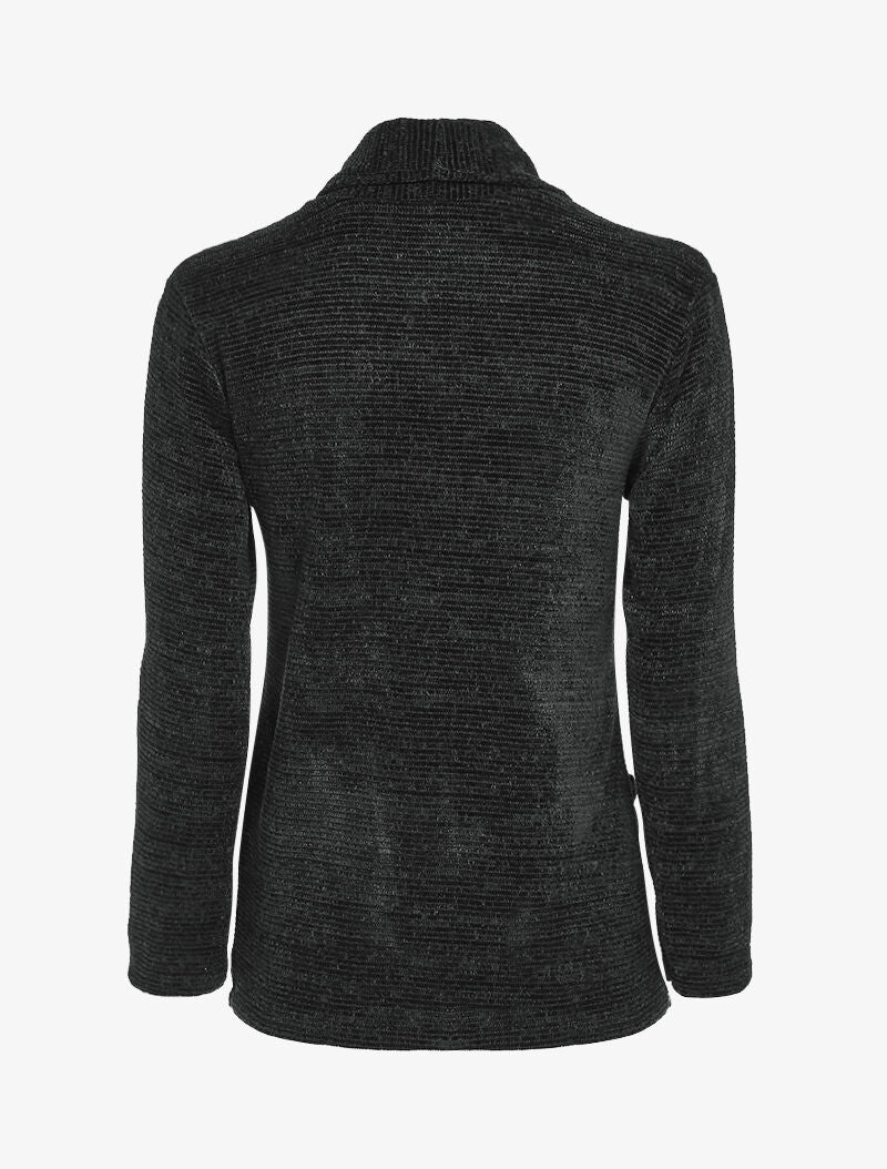 Gilet texturé à col châle - Noir - Image 2