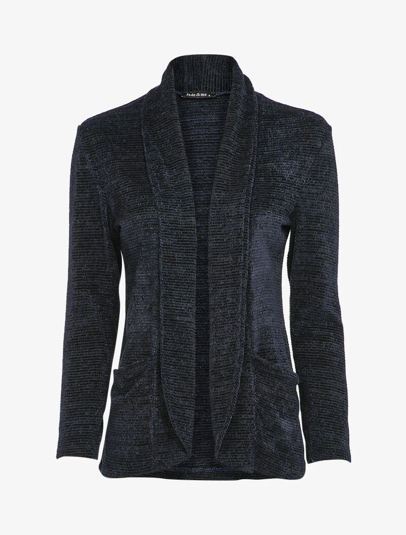Gilet texturé à col châle - Marine