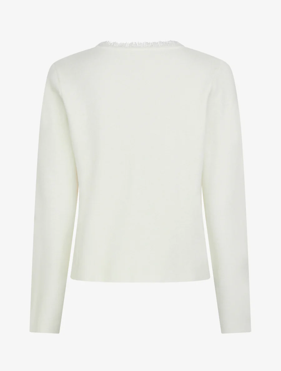 Gilet uni à détail effiloché - Crème - Image 2