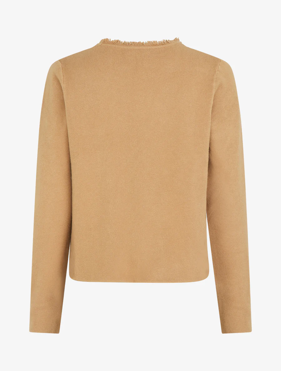 Gilet uni à détail effiloché - Camel - Image 2