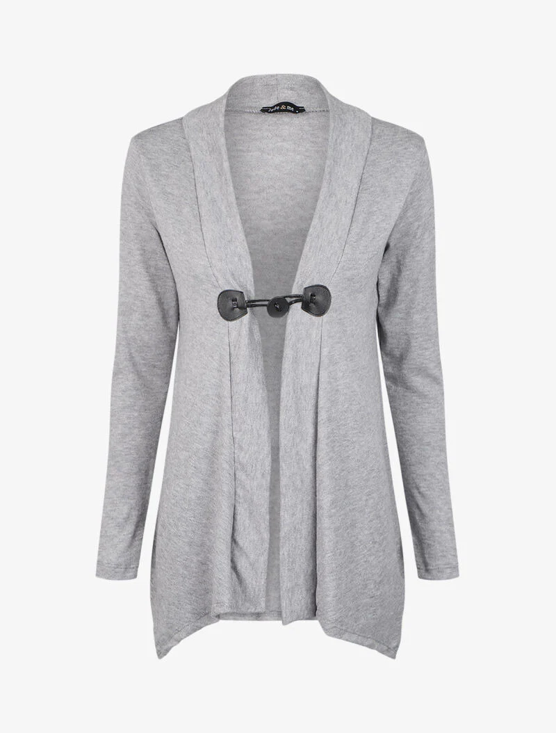 Gilet uni à fermeture brandebourg - Gris chiné