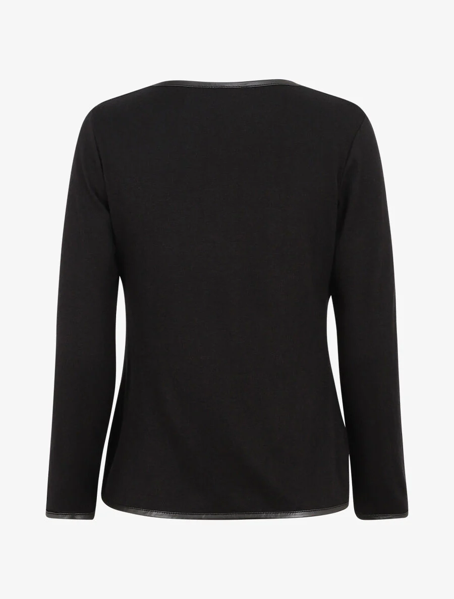 Gilet uni à liseré texturé - Noir - Image 2