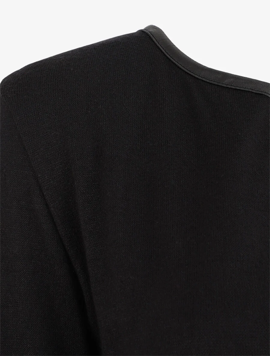Gilet uni à liseré texturé - Noir - Image 3