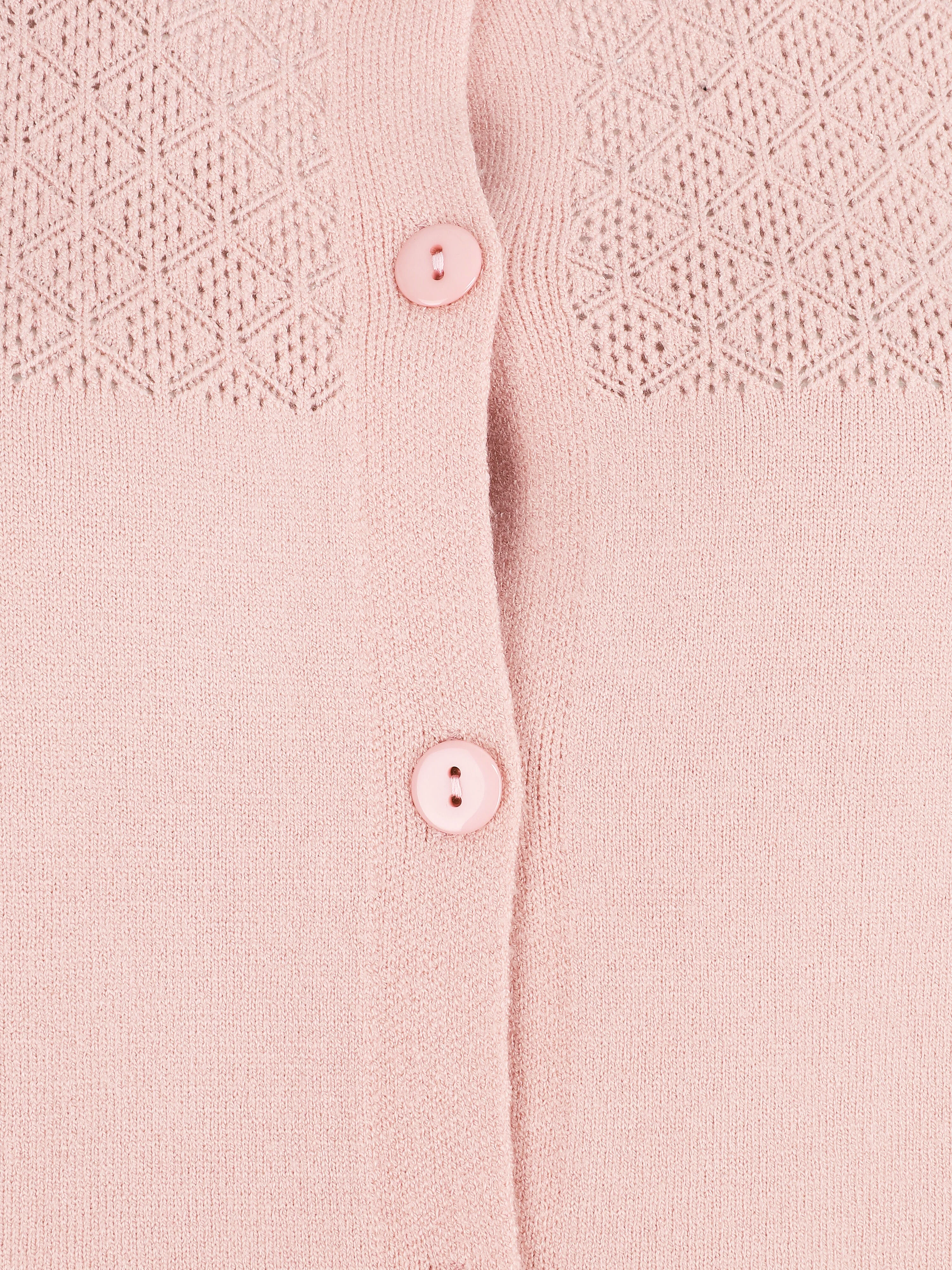 Gilet uni à manches longues - Rose poudré - Image 3