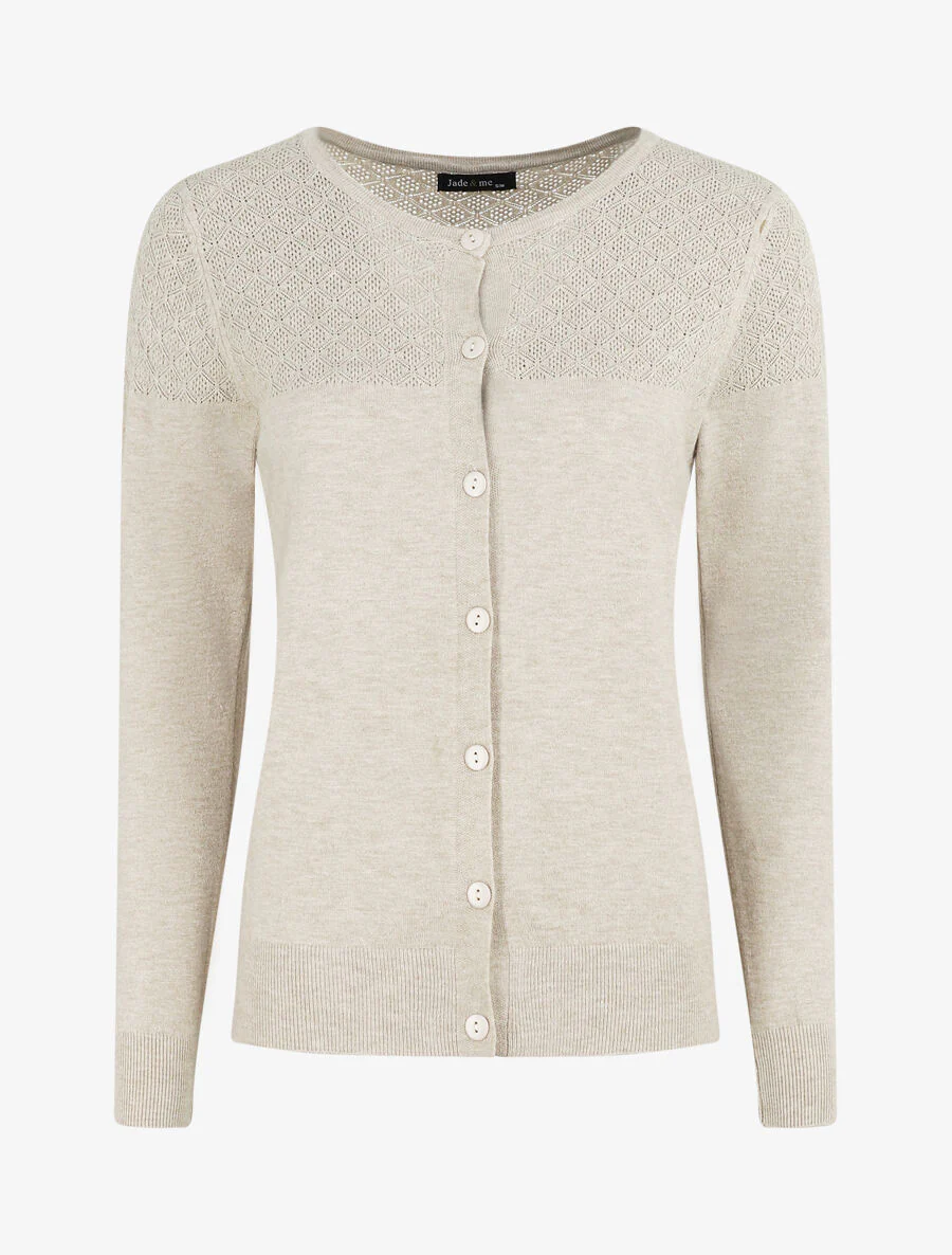 Gilet uni à manches longues - Beige