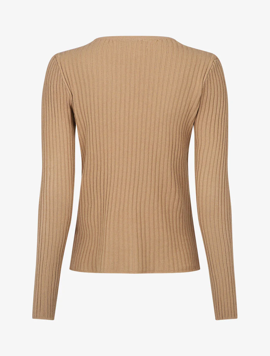 Gilet uni côtelé coupe ajustée - Camel - Image 2