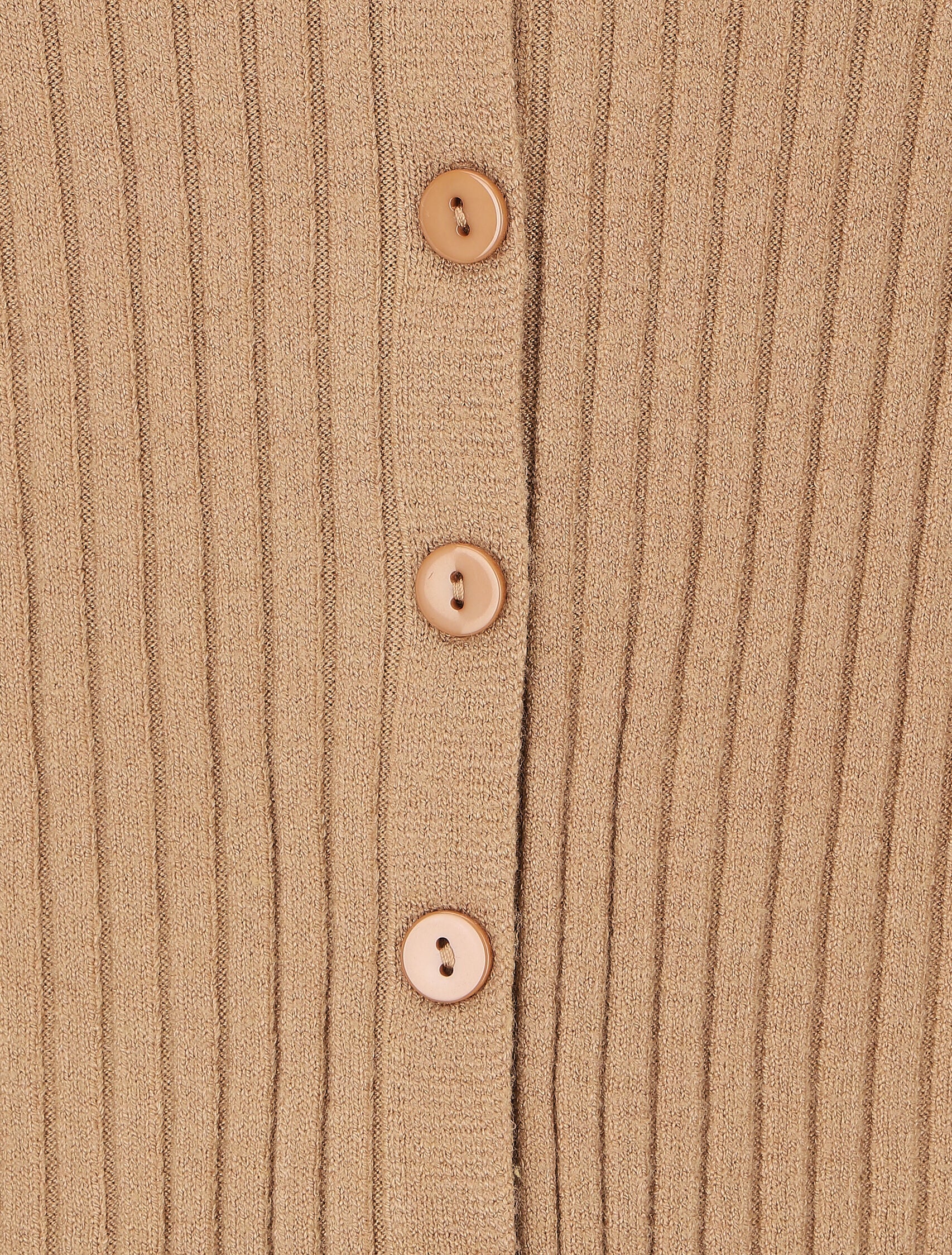 Gilet uni côtelé coupe ajustée - Camel - Image 3