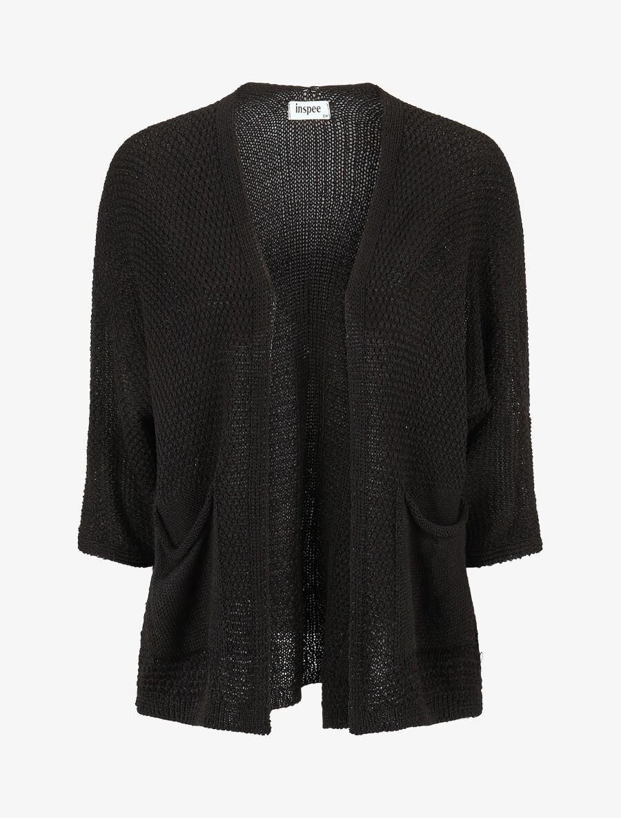 Gilet uni en maille ajourée - Noir