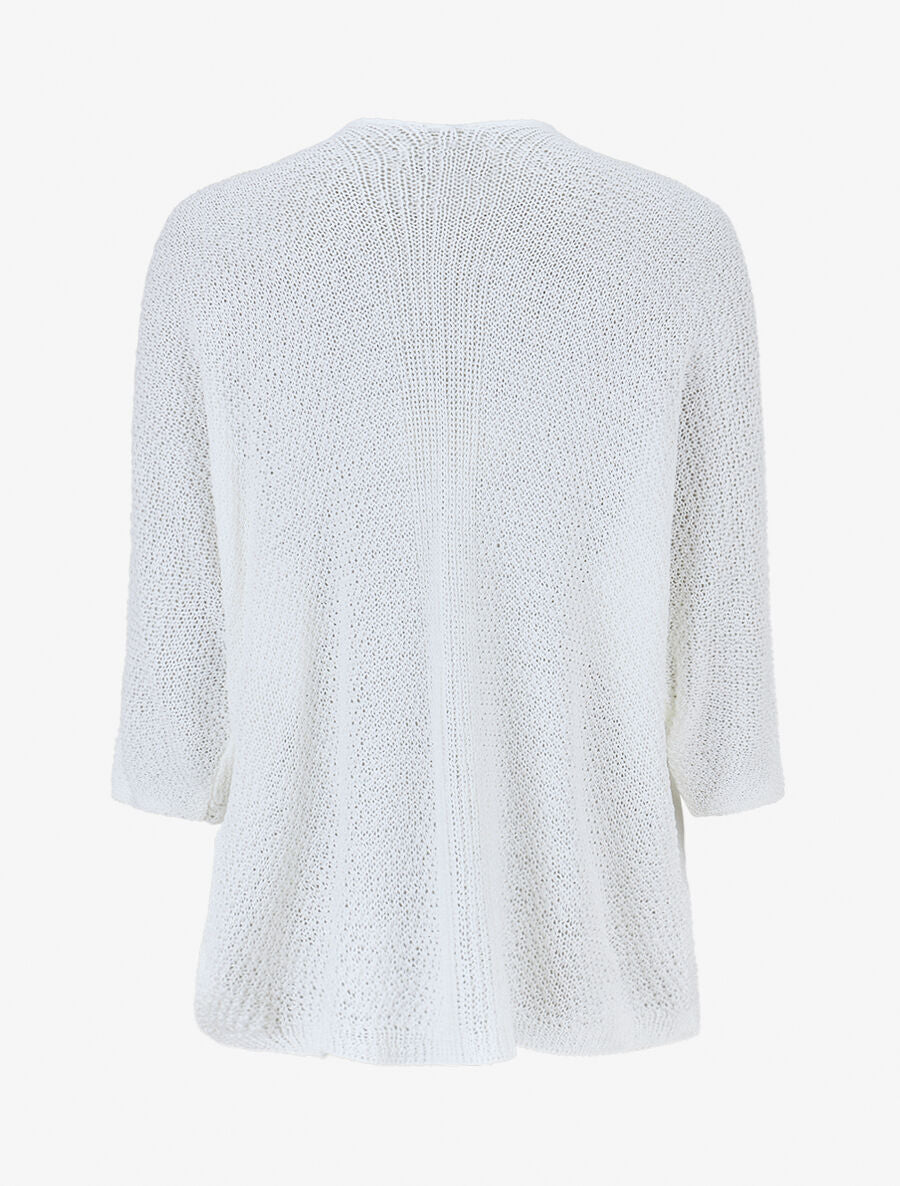 Gilet uni en maille ajourée - Blanc - Image 2