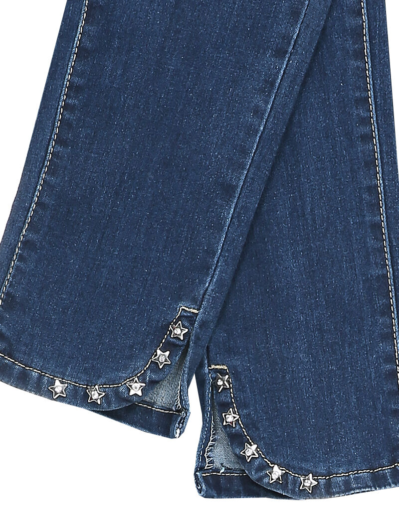 Jean 7/8 à bords à clous style étoiles - Bleu denim - Image 4