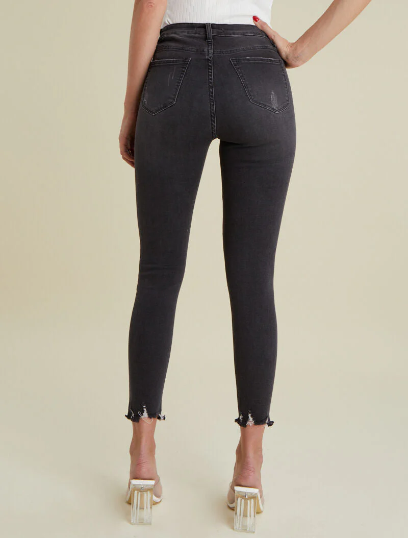 Jean 7/8 à déchirures - anthracite - Image 2