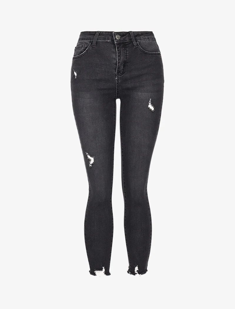 Jean 7/8 à déchirures - anthracite - Image 3