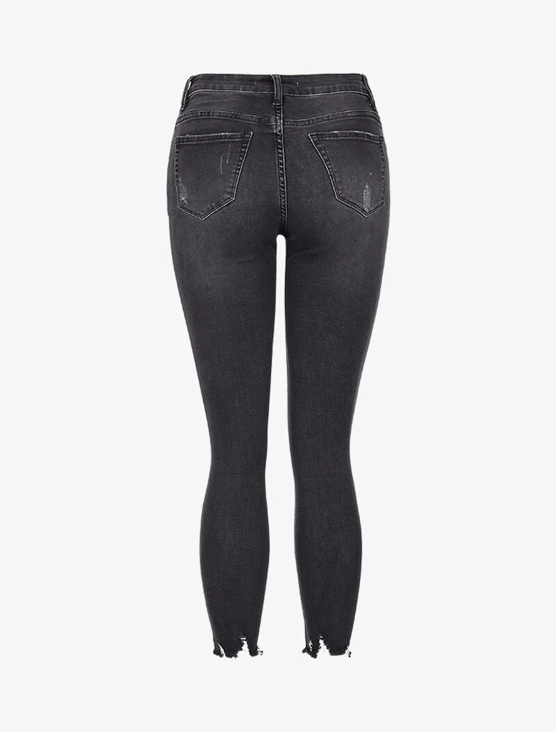 Jean 7/8 à déchirures - anthracite - Image 4
