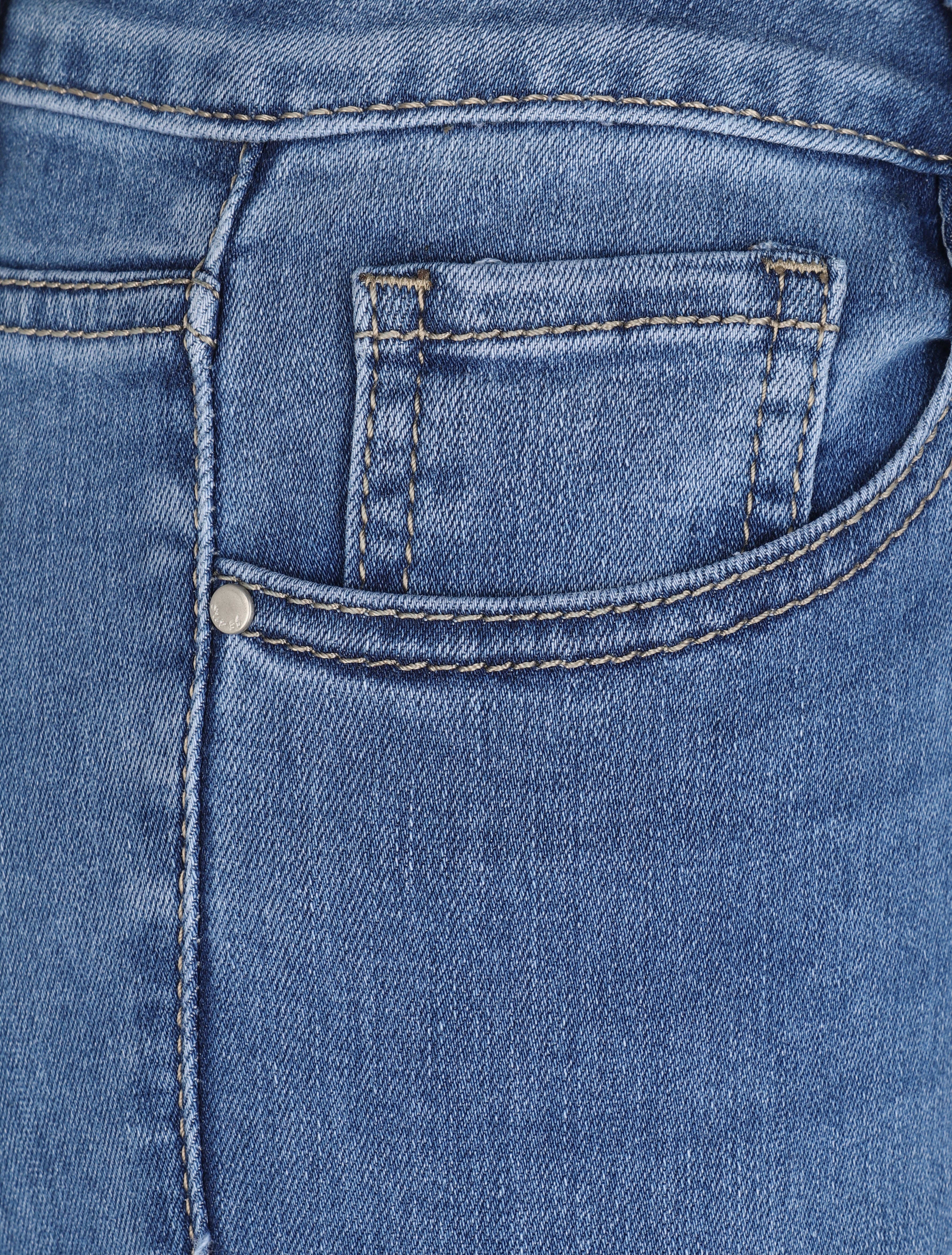 Jean 7/8 déchiré à bords coupe franche - Bleu - Image 3