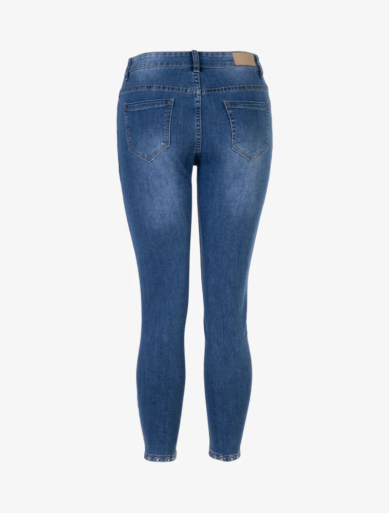 Jean à fins bords strassés - bleu denim - Image 2