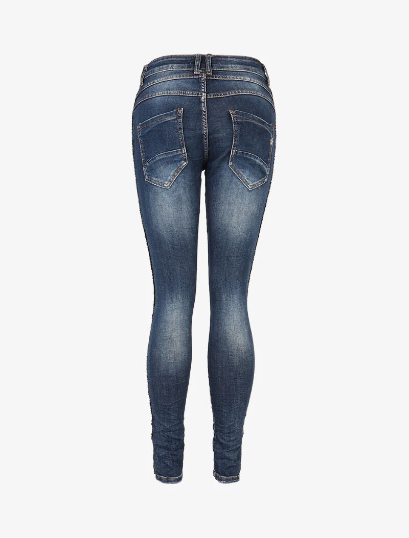 Jean à liseré de perles - Denim foncé - Image 2