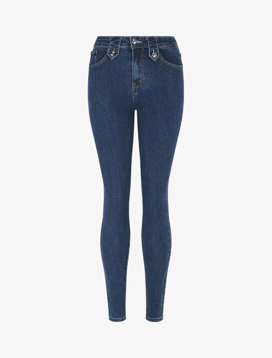 Jean à passants stylisés coupe skinny - Bleu