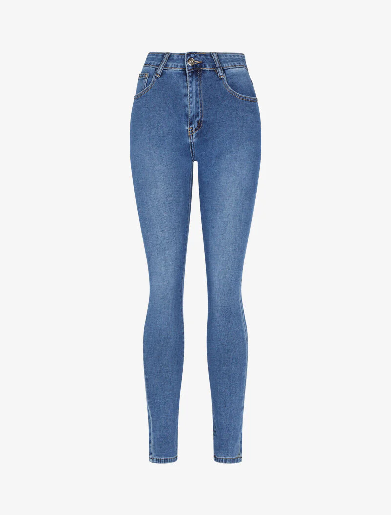 Jean à poches arrière strassées - bleu denim - Image 3