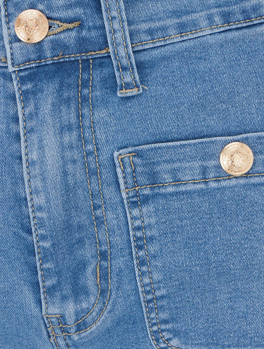Jean à poches plaquées et bords francs - Bleu - Image 3