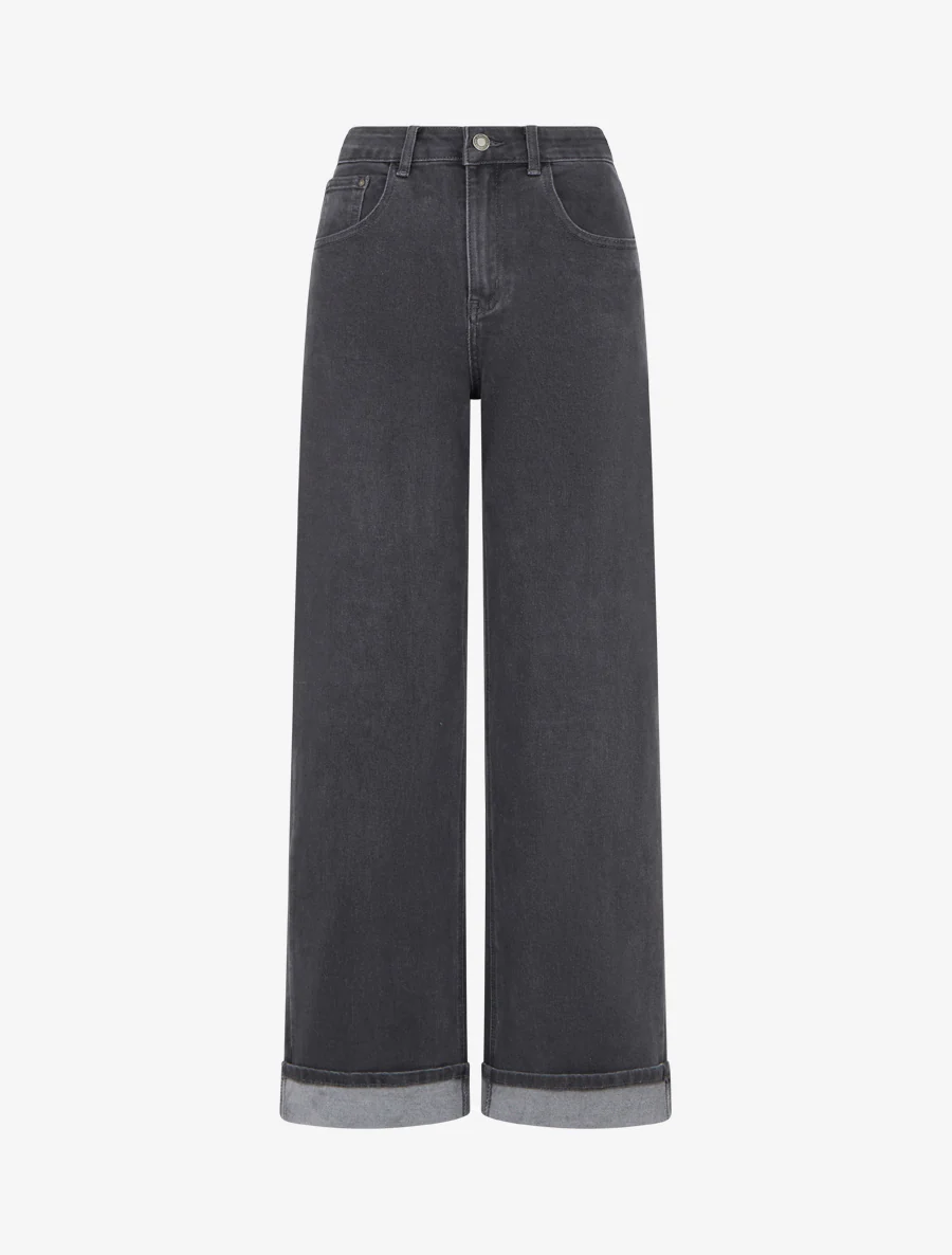 Jean à revers coupe ample - Anthracite