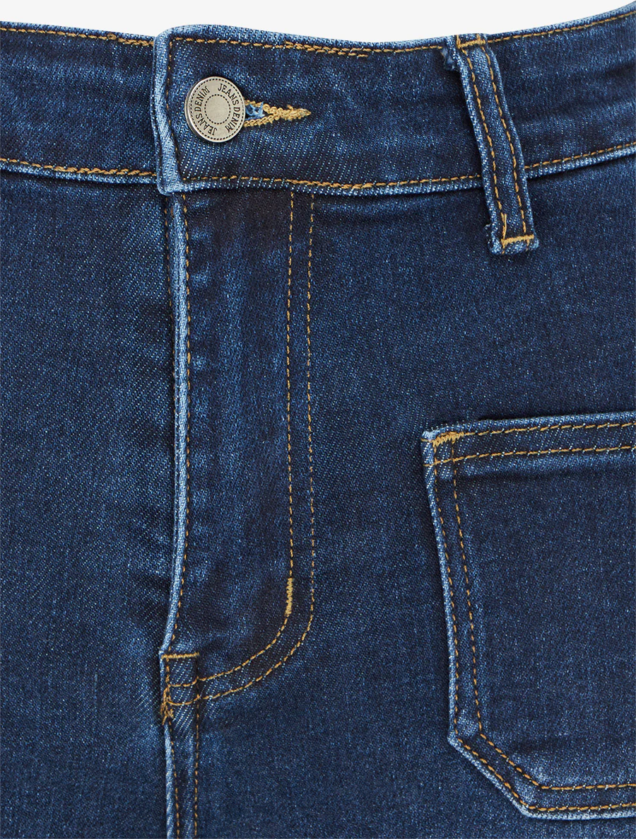 Jean à revers coupe droite - Bleu - Image 3