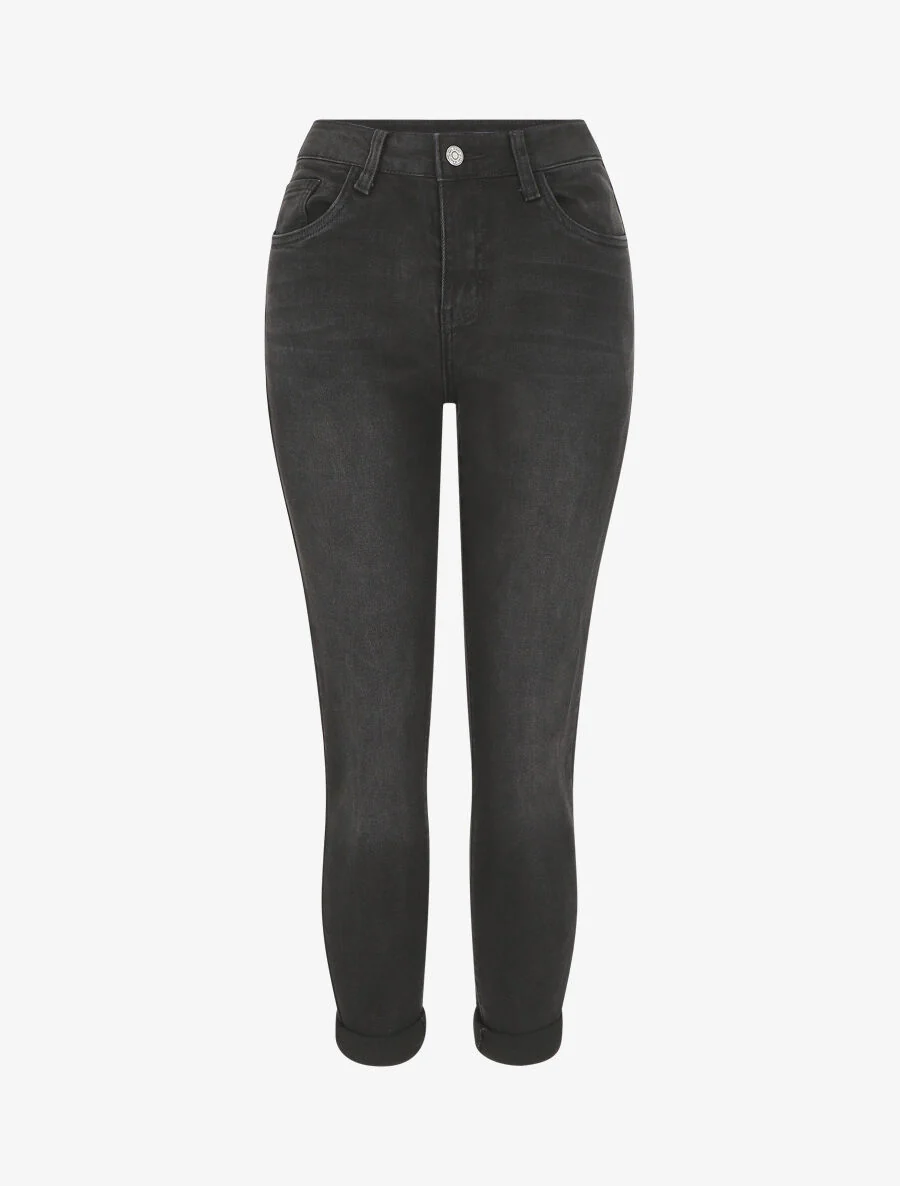 Jean à revers coupe mom fit - Noir
