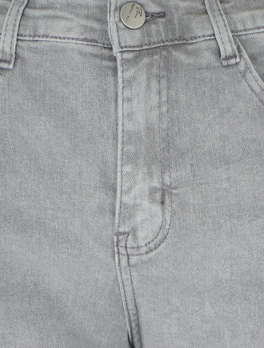 Jean à revers coupe mom fit - Gris - Image 3