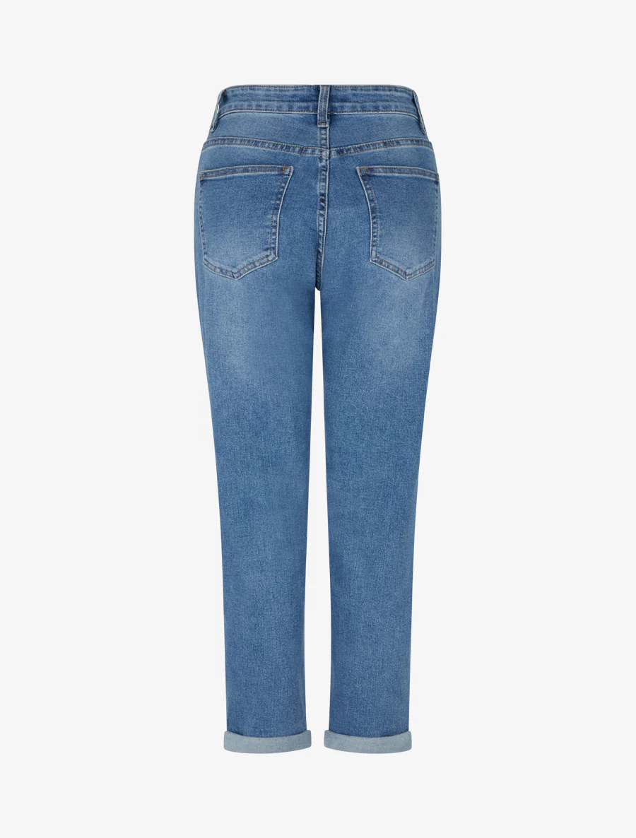 Jean à revers coupe mom fit - Bleu - Image 2