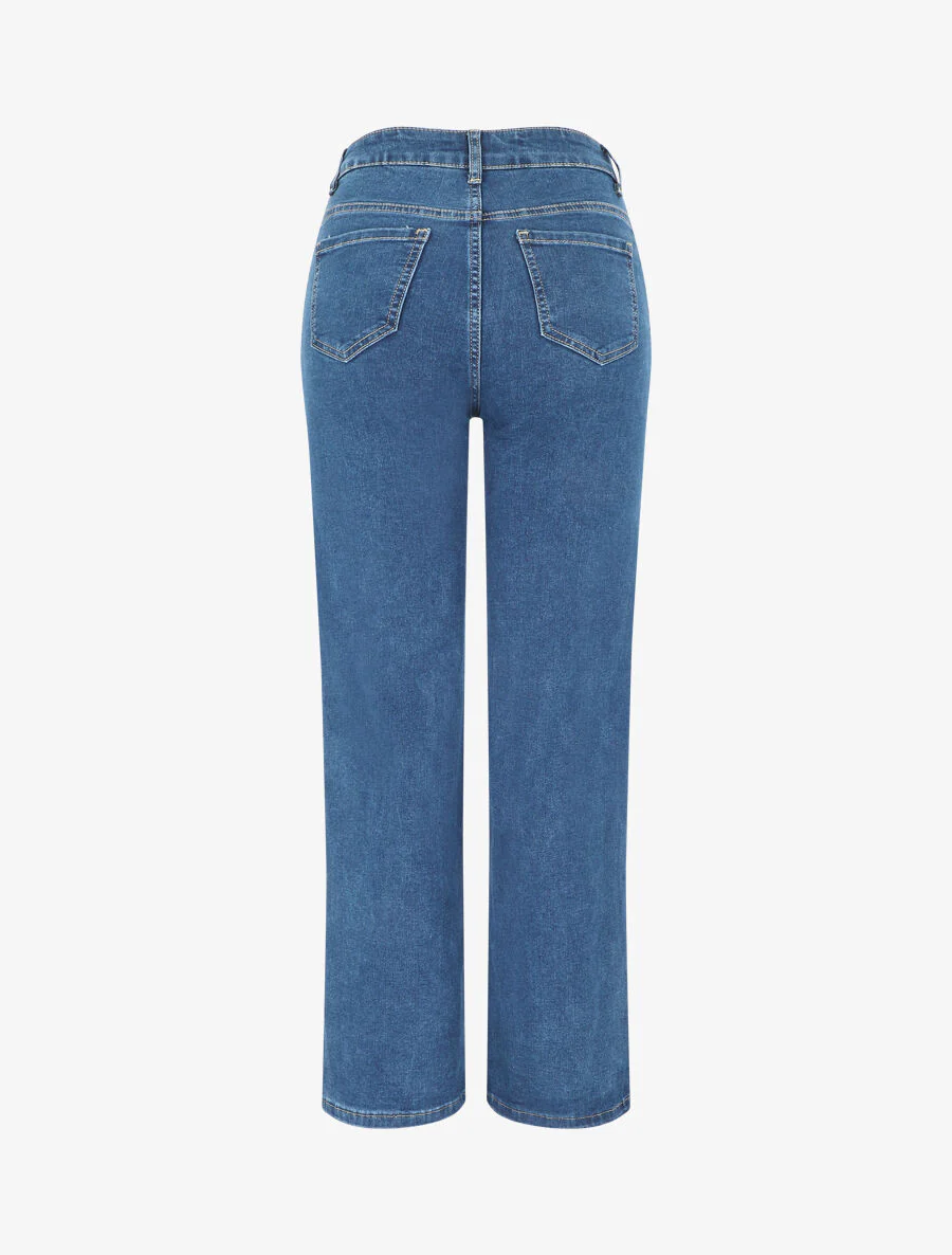 Jean à taille haute coupe boyfriend - Bleu - Image 2