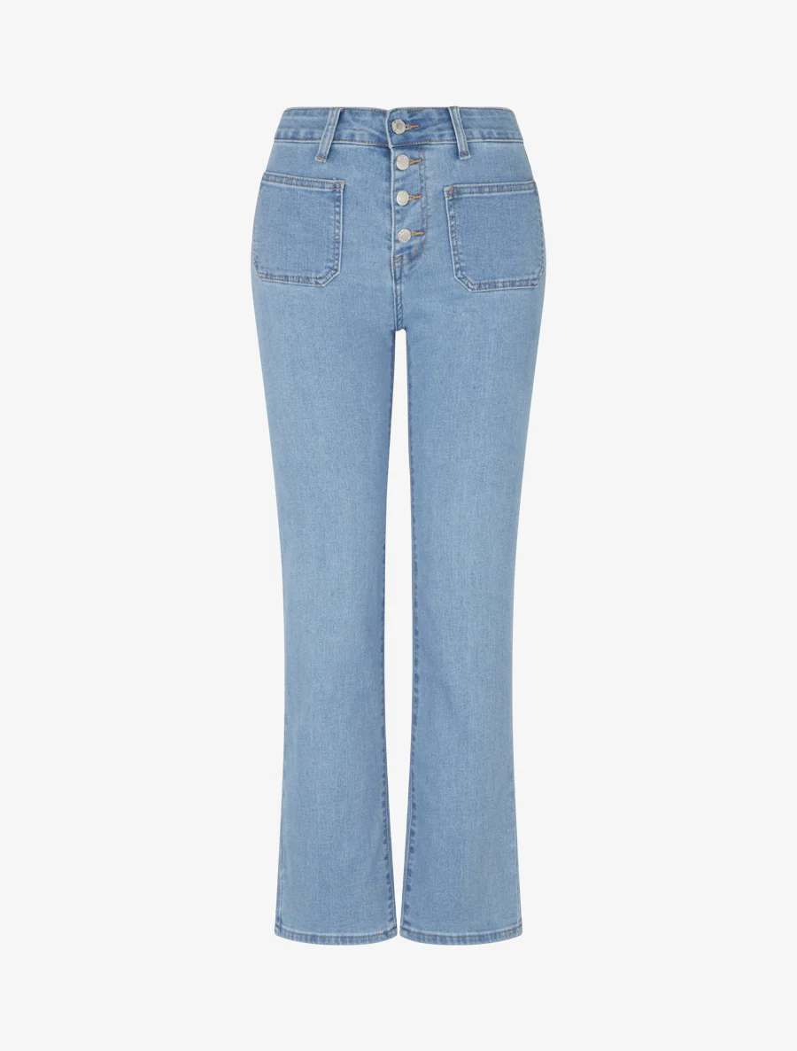Jean à taille haute coupe droite - Bleu