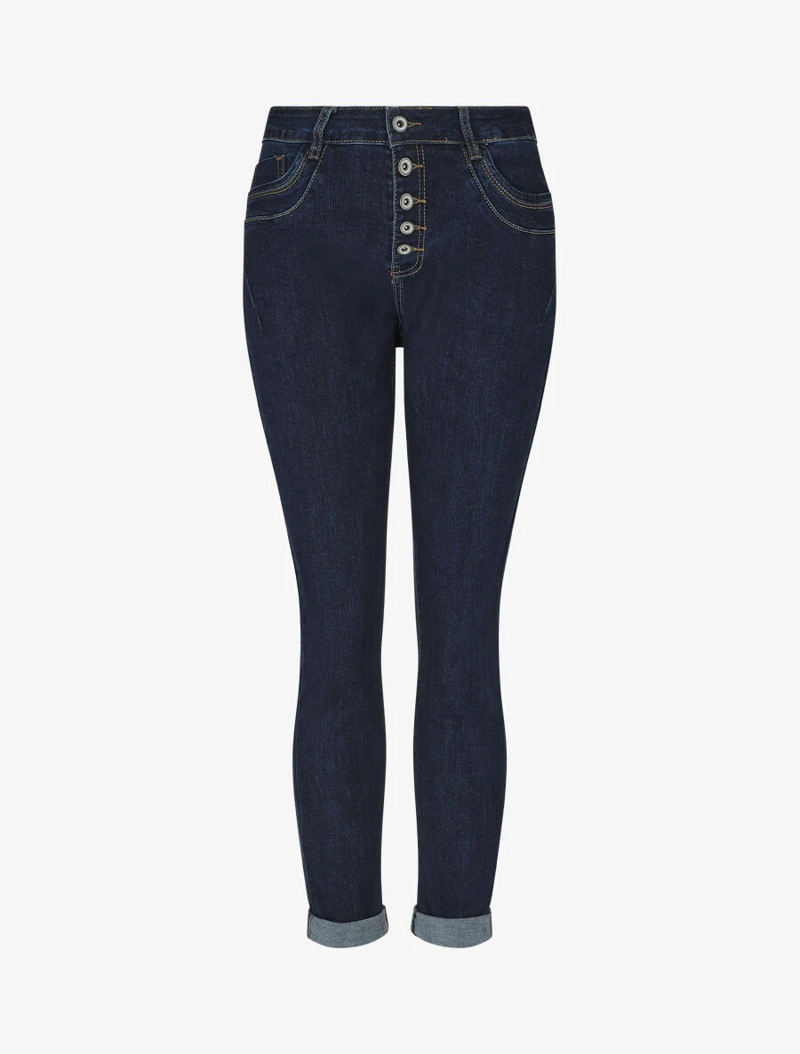 Jean à taille haute coupe mom fit - Bleu