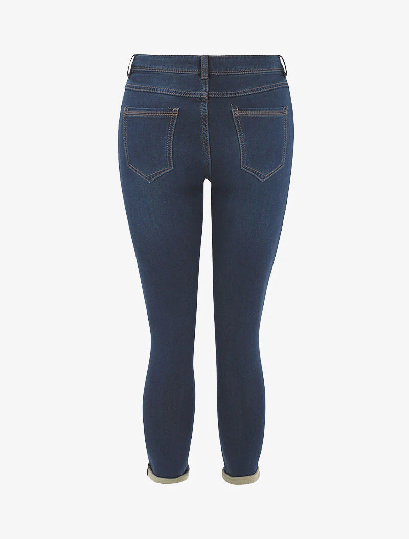 Jean à taille standard avec lien de serrage - Bleu denim - Image 2