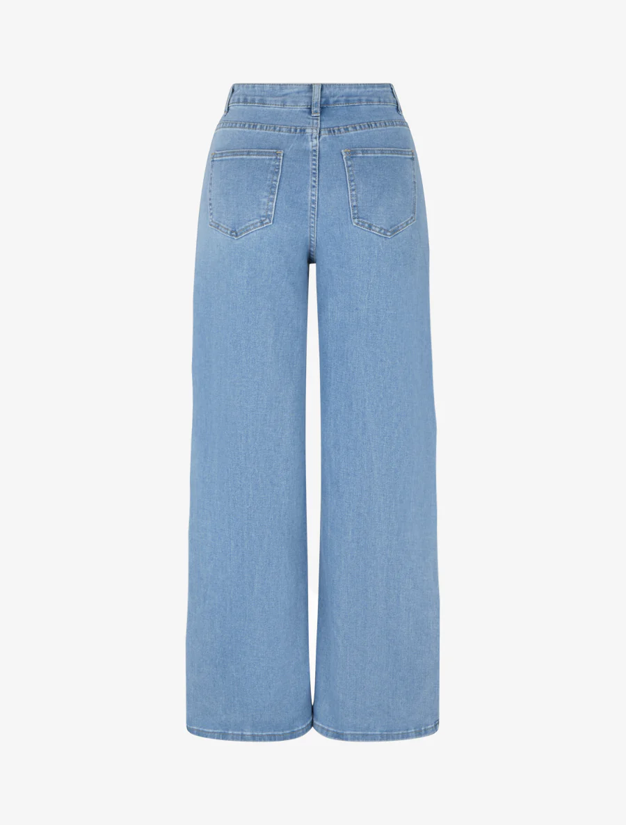 Jean ample à broderie motif noeuds - Bleu - Image 2