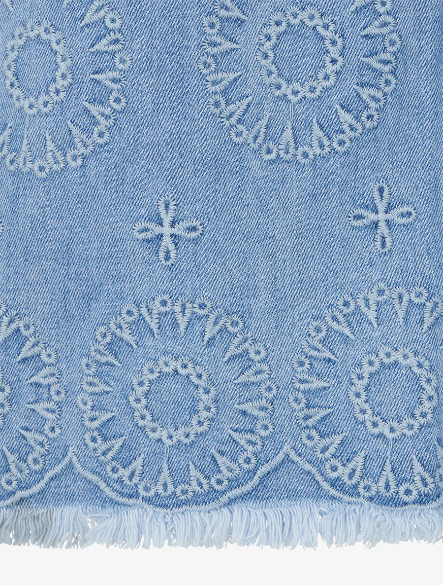 Jean ample à broderies graphiques - Bleu - Image 3