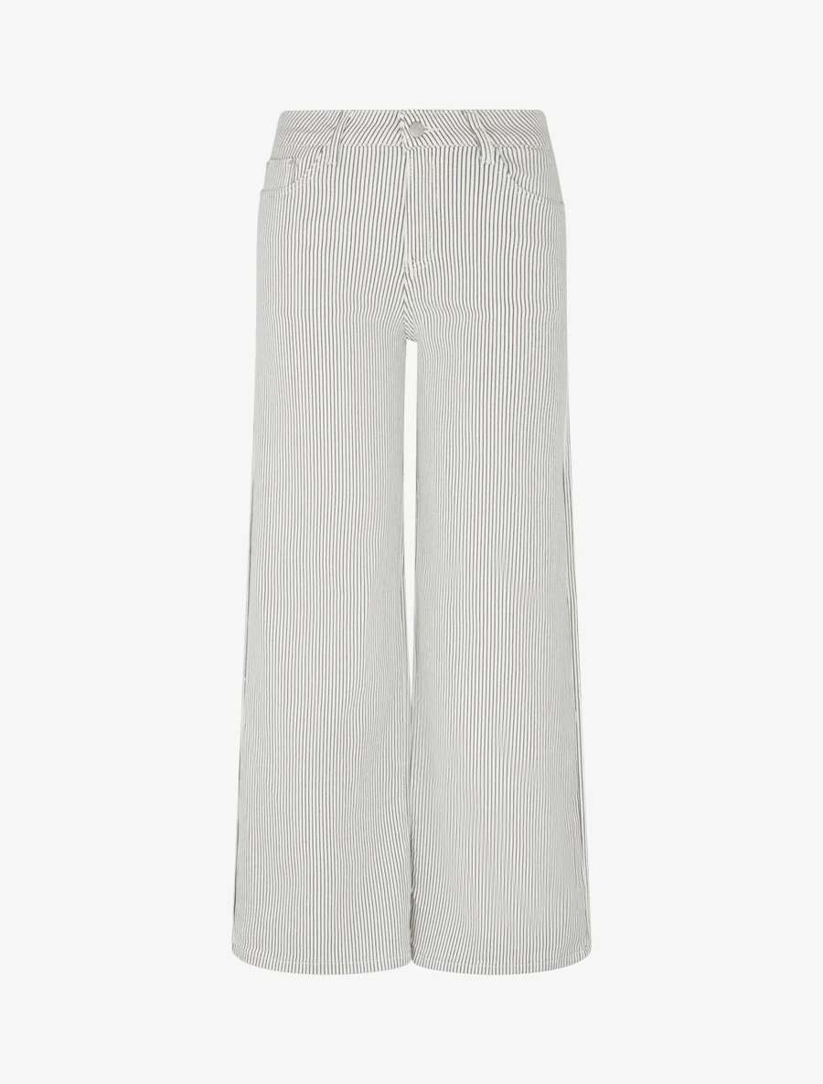 Jean ample à rayures - Blanc
