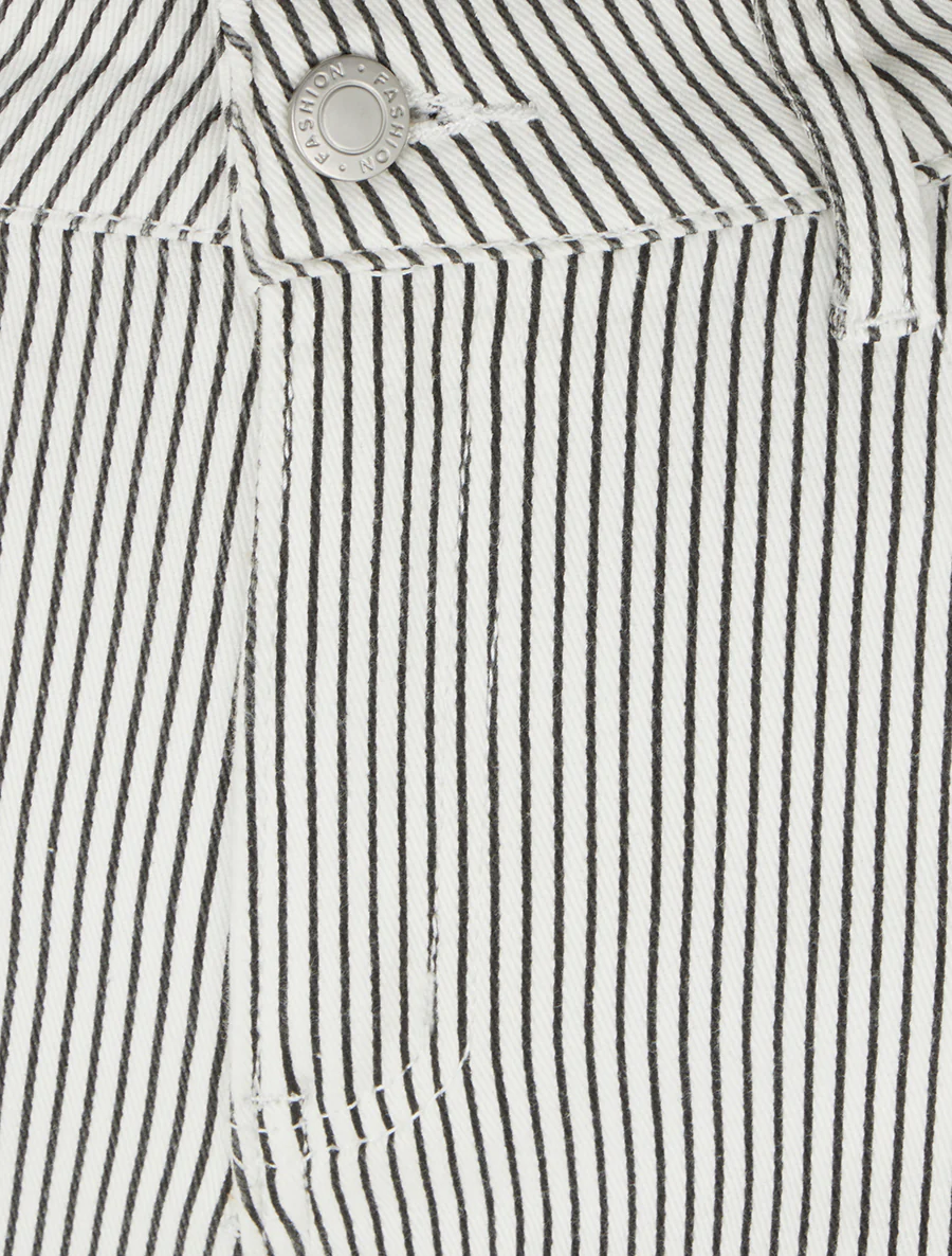 Jean ample à rayures - Blanc - Image 3