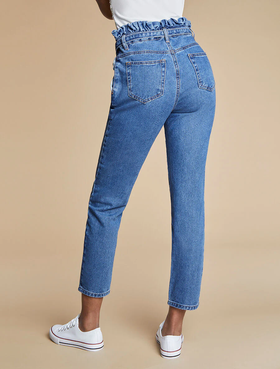Jean ample à taille élastiquée - Bleu denim - Image 2
