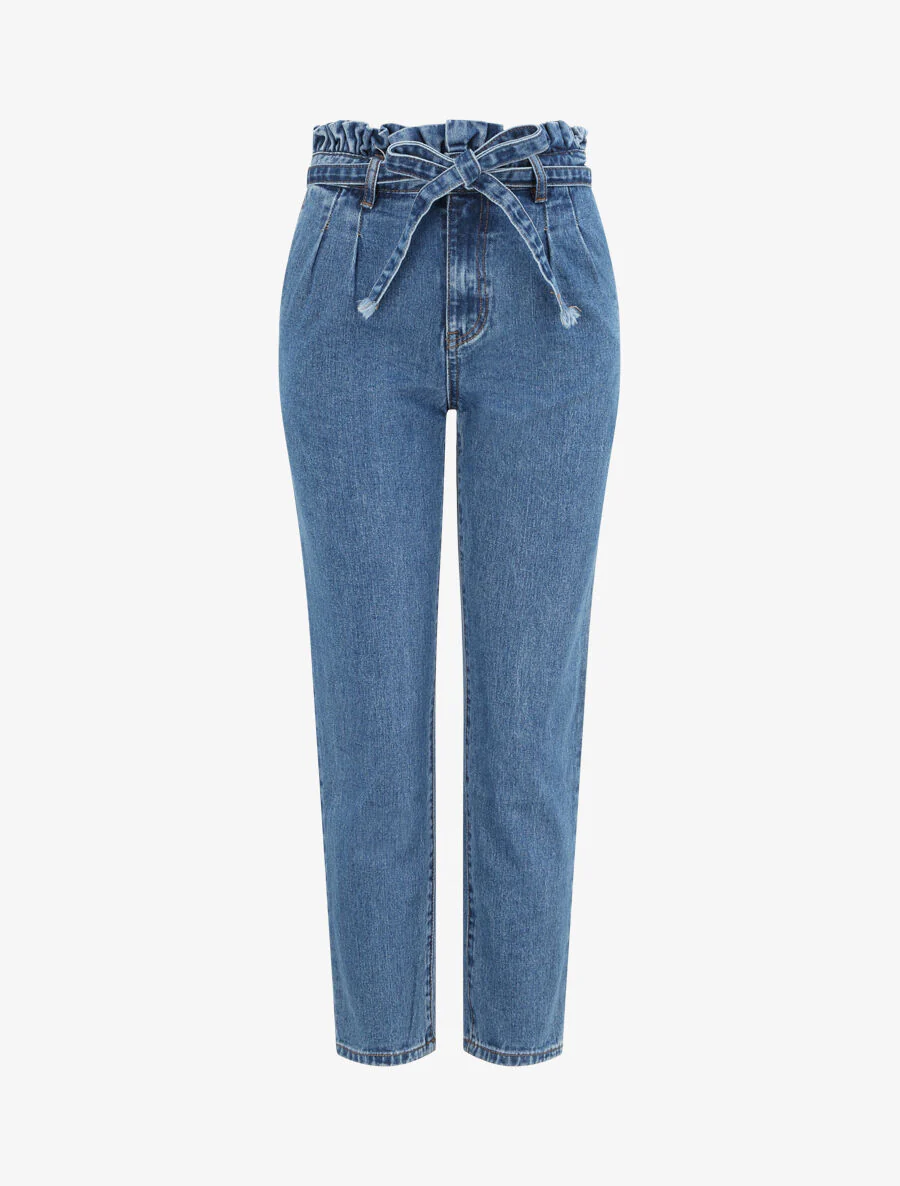 Jean ample à taille élastiquée - Bleu denim - Image 3