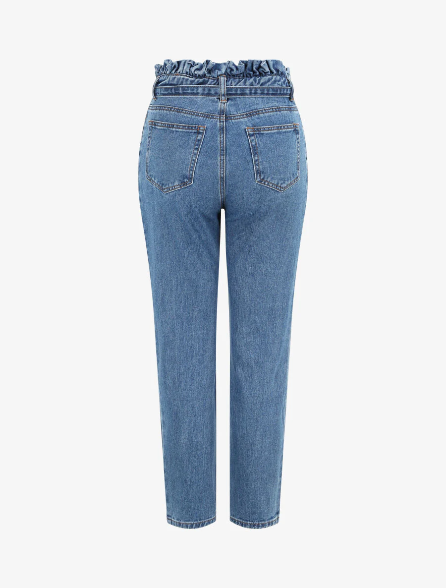 Jean ample à taille élastiquée - Bleu denim - Image 4