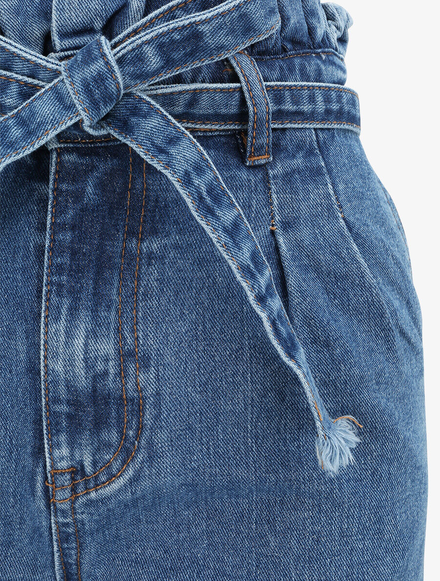 Jean ample à taille élastiquée - Bleu denim - Image 5