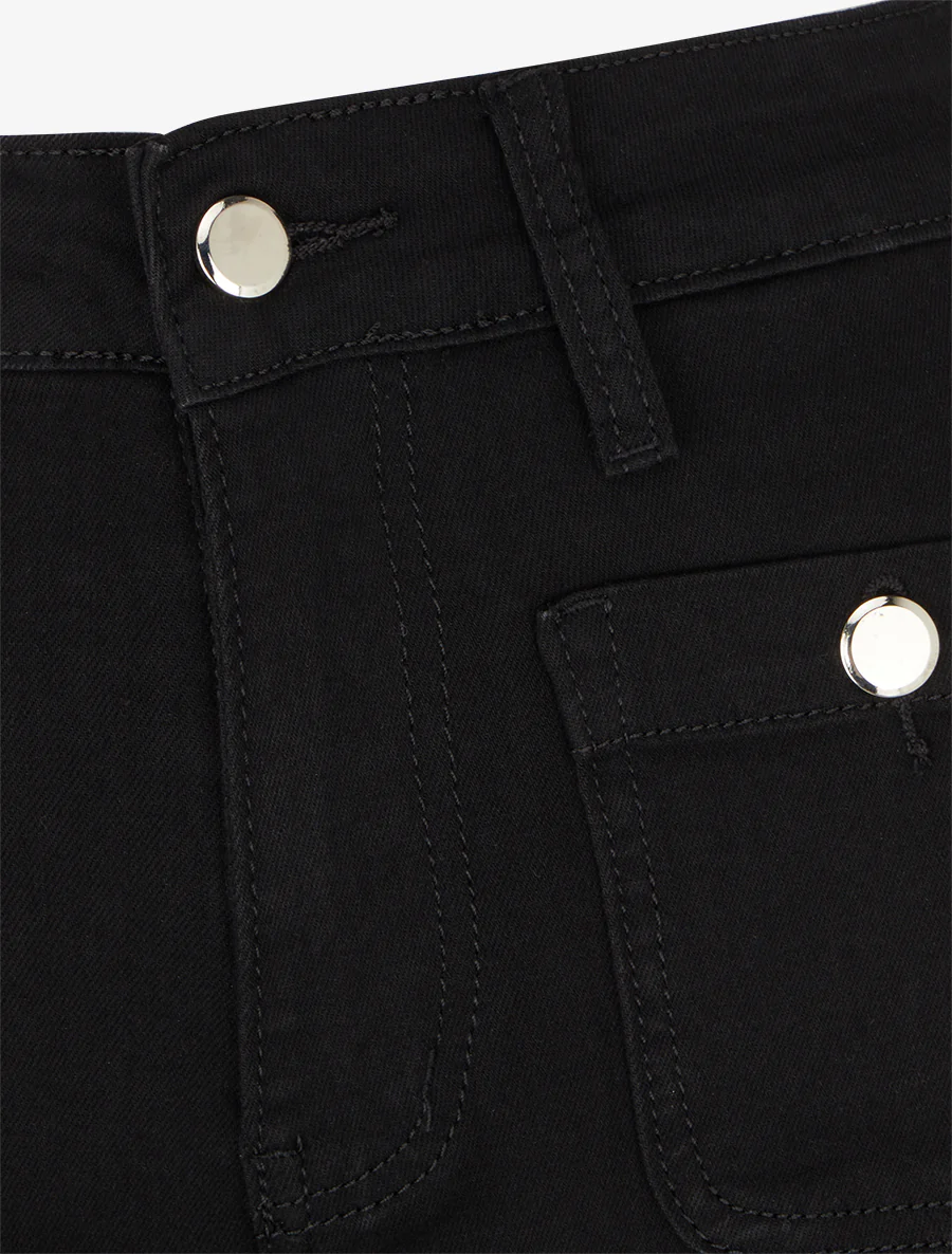 Jean ample push-up à poches plaquées boutonnées - Noir - Image 3