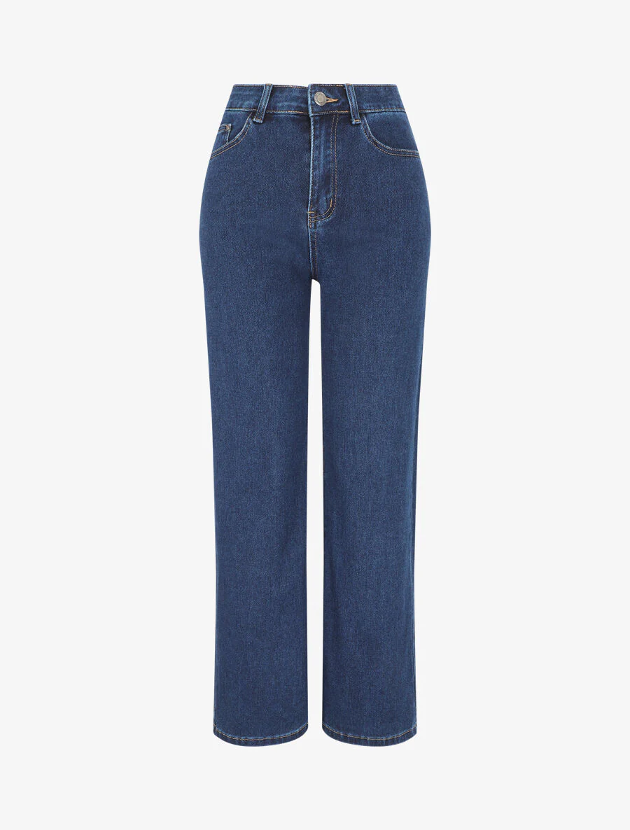 Jean ample taille haute - Bleu brut