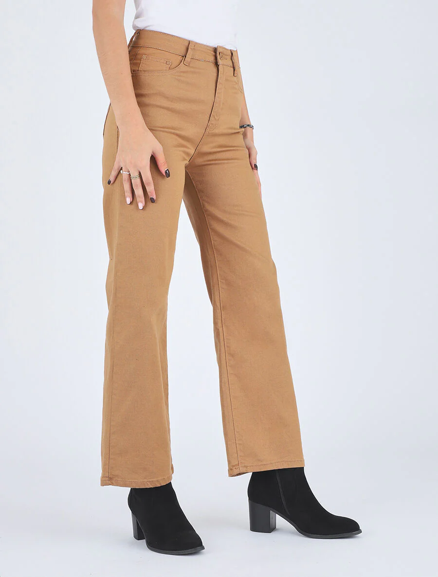 Jean ample taille haute - Camel - Image 4
