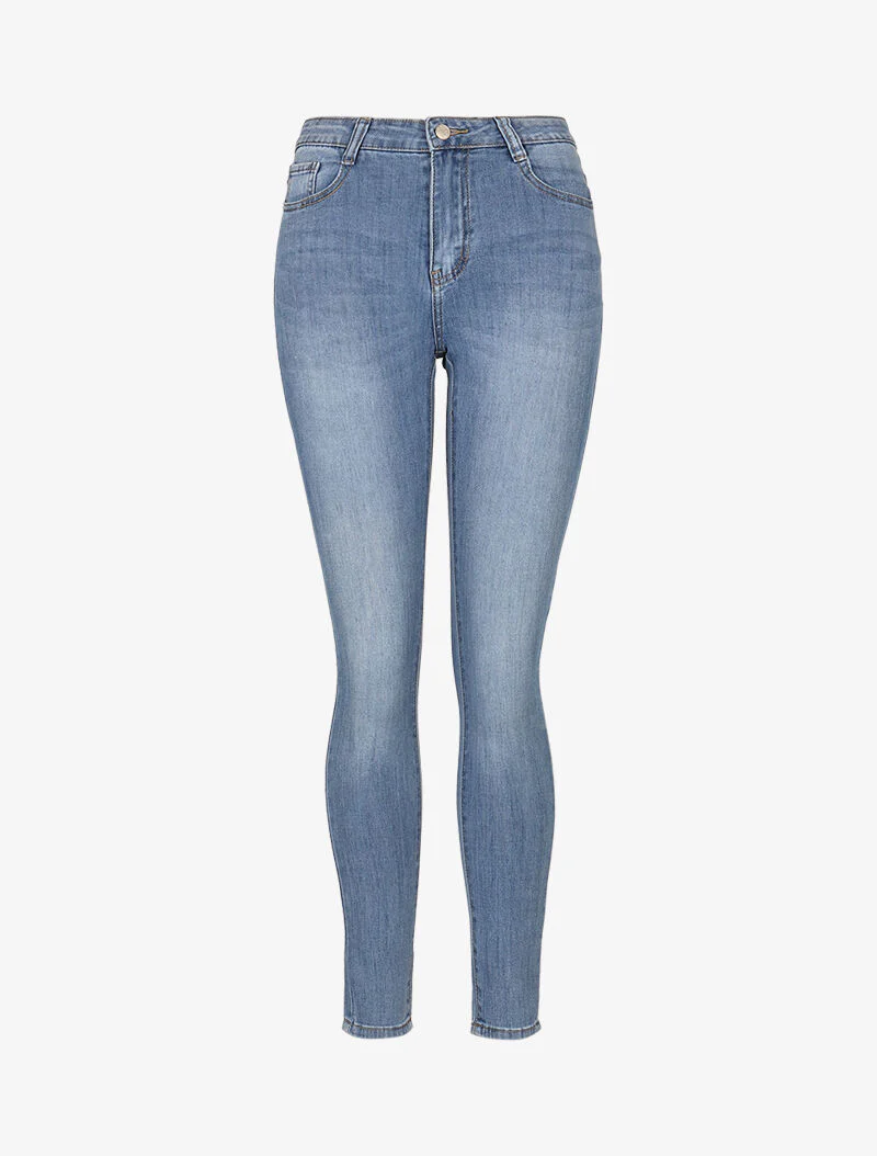 Jean basique taille haute - denim clair - Image 3